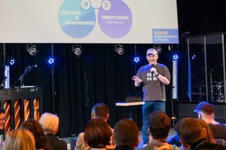 Pastor How teaching on the Culture & Atmosphere and Discipleship pillars at a StronG Church session